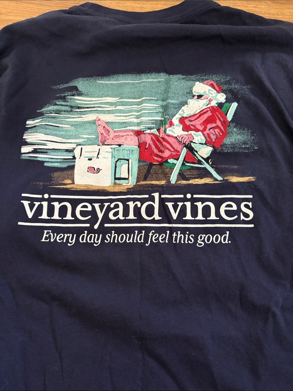 Vineyard Vines Navy Graphic Santa Relaxing Tee